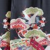 KIMONO VINTAGE NOIR EN SOIE & MOTIFS COLORÉS 008-359 (S)