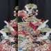 KIMONO VINTAGE NOIR EN SOIE & MOTIFS COLORÉS 008-359 (S)