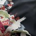 KIMONO VINTAGE NOIR EN SOIE & MOTIFS COLORÉS 008-359 (S)