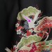 KIMONO VINTAGE NOIR EN SOIE & MOTIFS COLORÉS 008-359 (S)