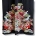 KIMONO VINTAGE NOIR EN SOIE & MOTIFS COLORÉS 008-359 (S)