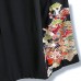 KIMONO VINTAGE NOIR EN SOIE & MOTIFS COLORÉS 008-359 (S)