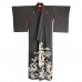 KIMONO TOMESODE À KAMON VINTAGE SOIE NOIRE 008-66 (M)