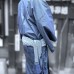 KIMONO HOMME D'ÉTÉ BLEU EN LIN MIXTE  009-193 (M)