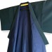 KIMONO & HAORI BLEU-VERT EN SOIE STRUCTURÉE 009-231 (M)
