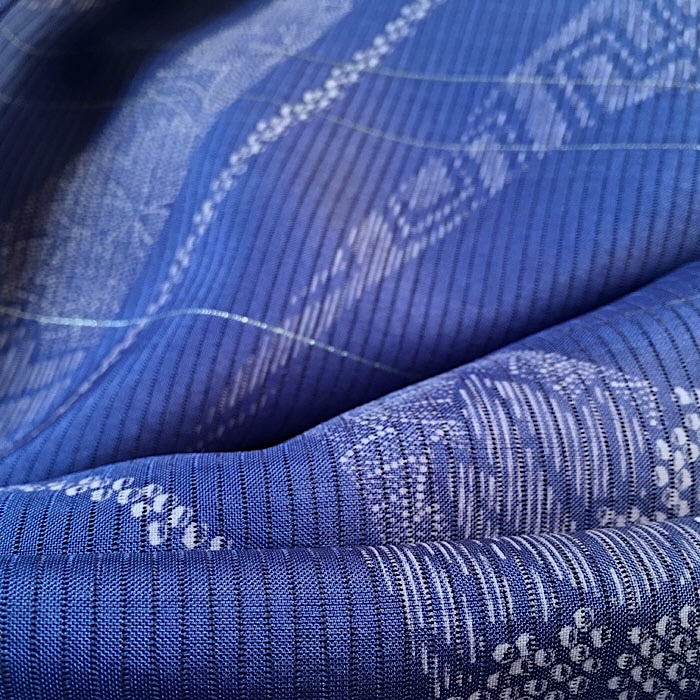 KIMONO FEMME ÉTÉ BLEU EN SOIE AJOURÉE 013-15 (S) (non doublé) KIMONO FEMME ÉTÉ BLEU EN SOIE AJOURÉE 013-15 (S) (non doublé)