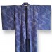 KIMONO FEMME ÉTÉ BLEU EN SOIE AJOURÉE 013-15 (S) (non doublé)