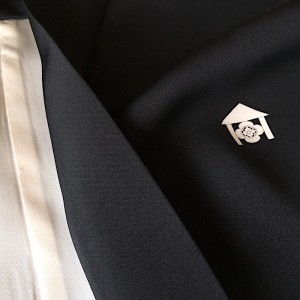 HAORI À 5 KAMON EN SOIE NOIRE 013-4 (M)