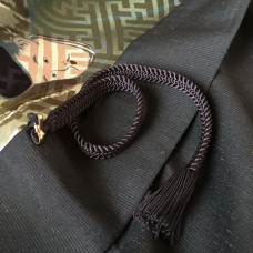 HAORI EN SOIE STRIÉE MARRON NOIR 130-71 (L)